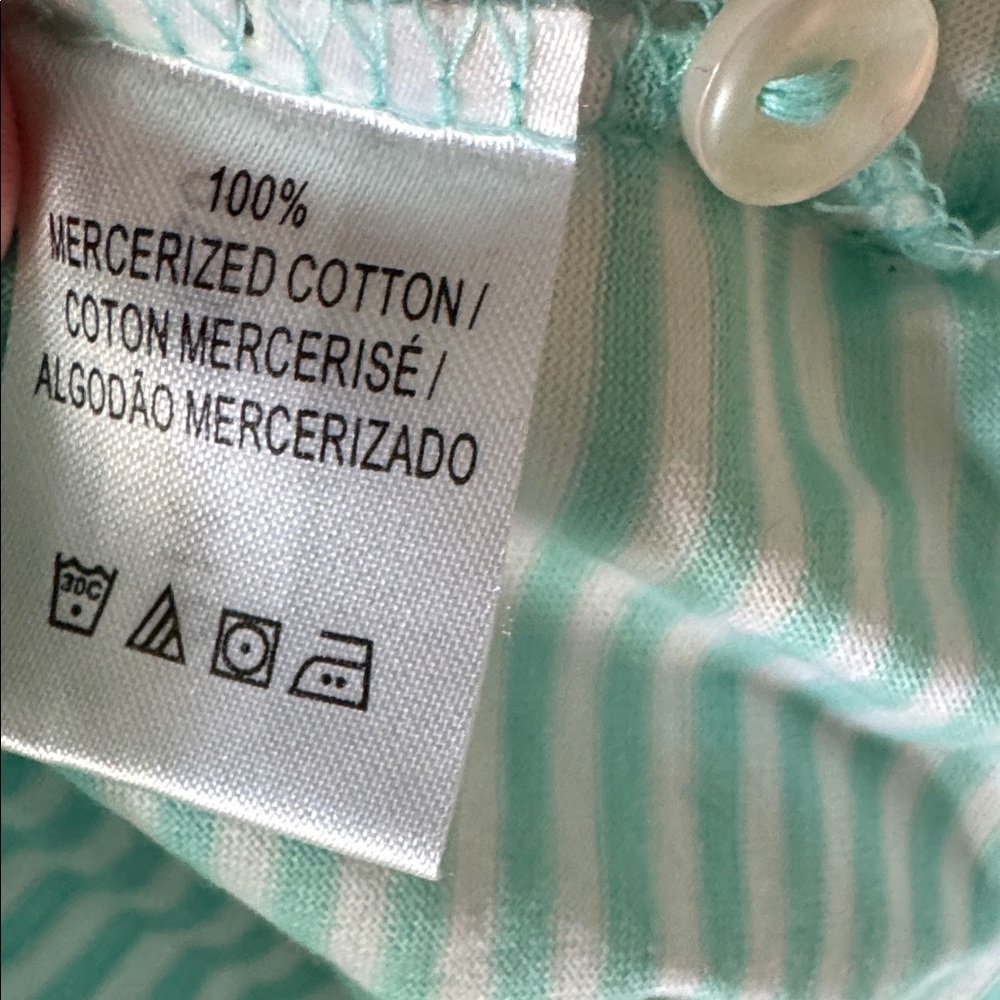 Fairway & Greene Light Blue/Green Striped Polo - Picture 4 of 6